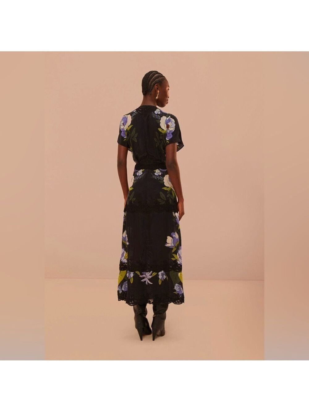 Farm Rio Black Soft Garden Lace Maxi Dress - Picture 10 of 10